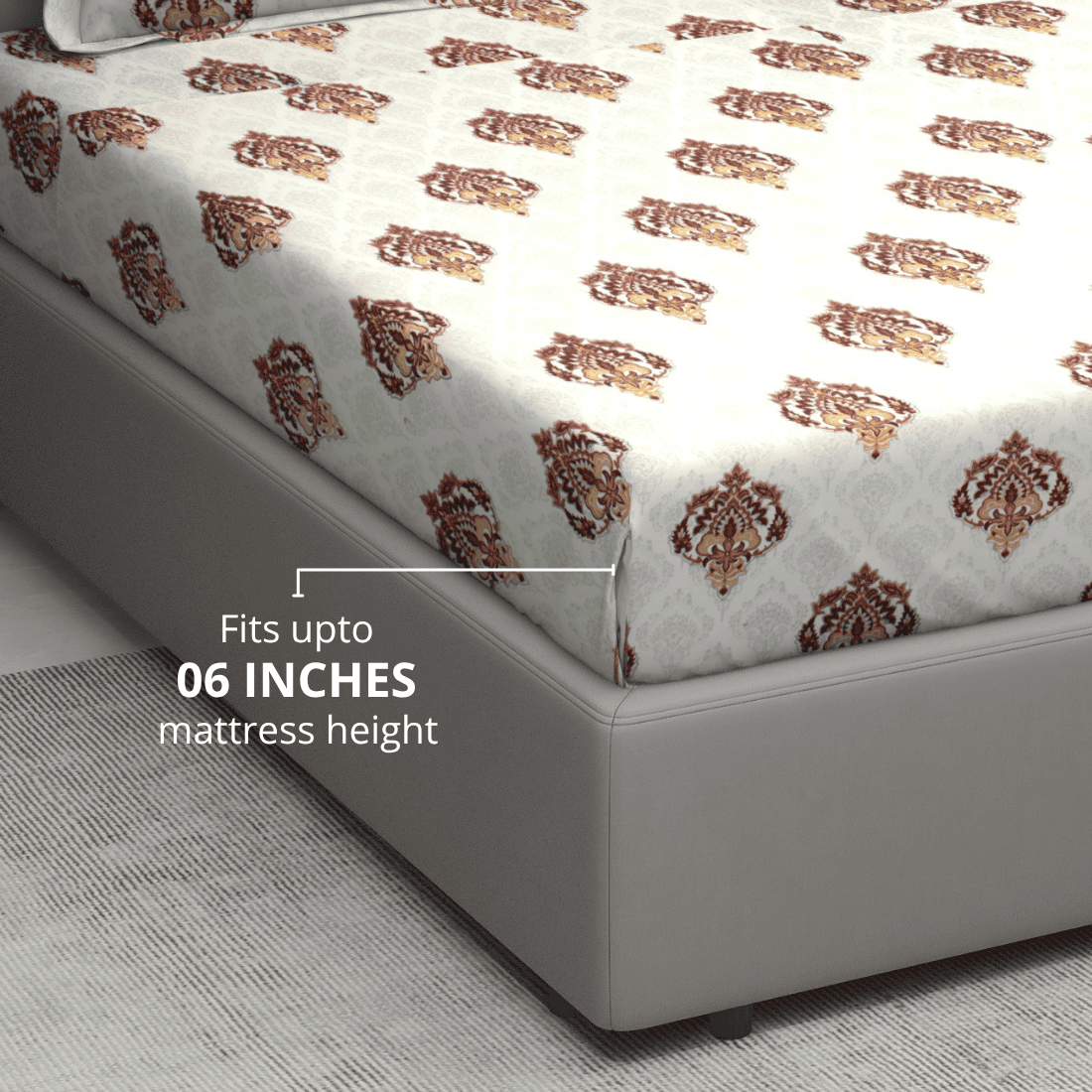 Fitted Bedsheet     Fits Upto )6 Inches Mattress height 