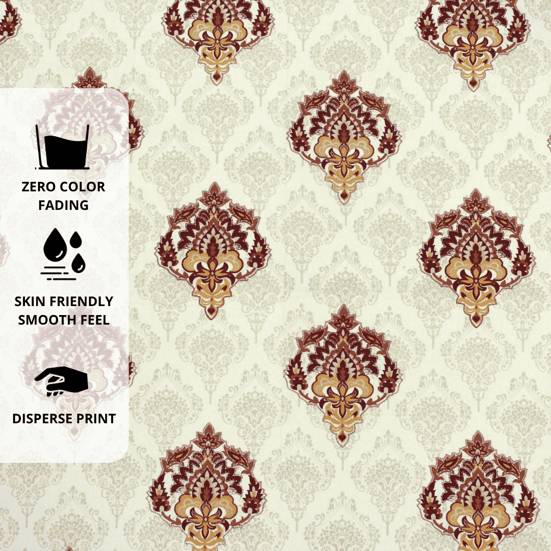 Printed Damask Cotton 144 TC Fitted Bedsheet Design 