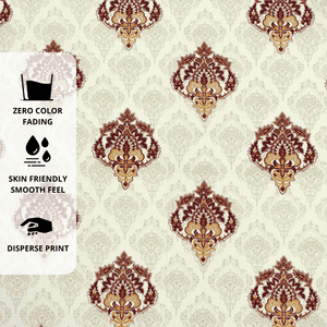 Printed Damask Cotton 144 TC Fitted Bedsheet Design 