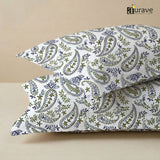 Printed Paisley 2 Pcs Cotton Pillow Cover Set - Blue