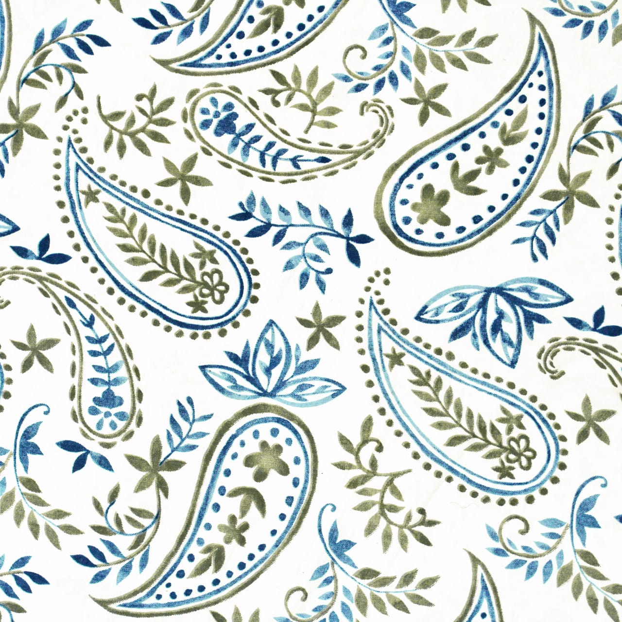 Full view Printed Paisley Cotton 144 TC Fitted Bedsheet with Pillow Covers - Blue
