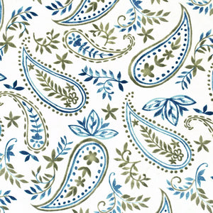 Full view Printed Paisley Cotton 144 TC Fitted Bedsheet with Pillow Covers - Blue