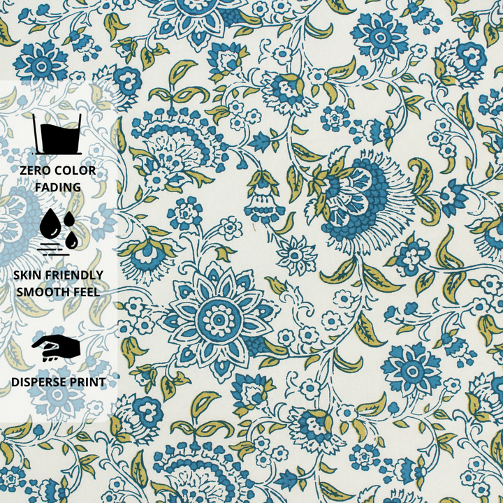 Printed Floral Cotton 144 TC Fitted Bedsheet Design 