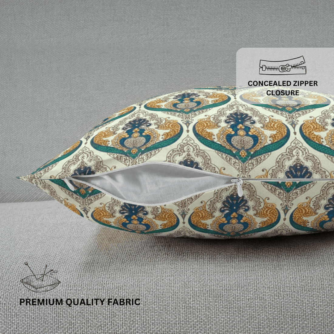  zipper closure and premium quality fabric cushion cover