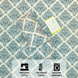 Printed Floral Cotton 144 TC Fitted Bedsheet with pillow Cover 