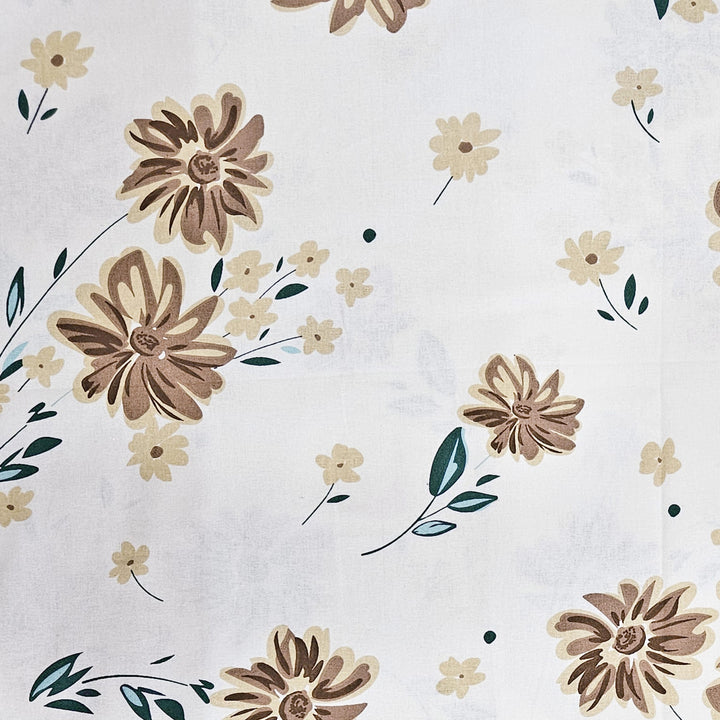 Floral pattern with brown and beige flowers on a light background
