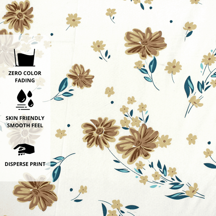 Printed Floral Cotton 144 TC Fitted Bedsheet Design 