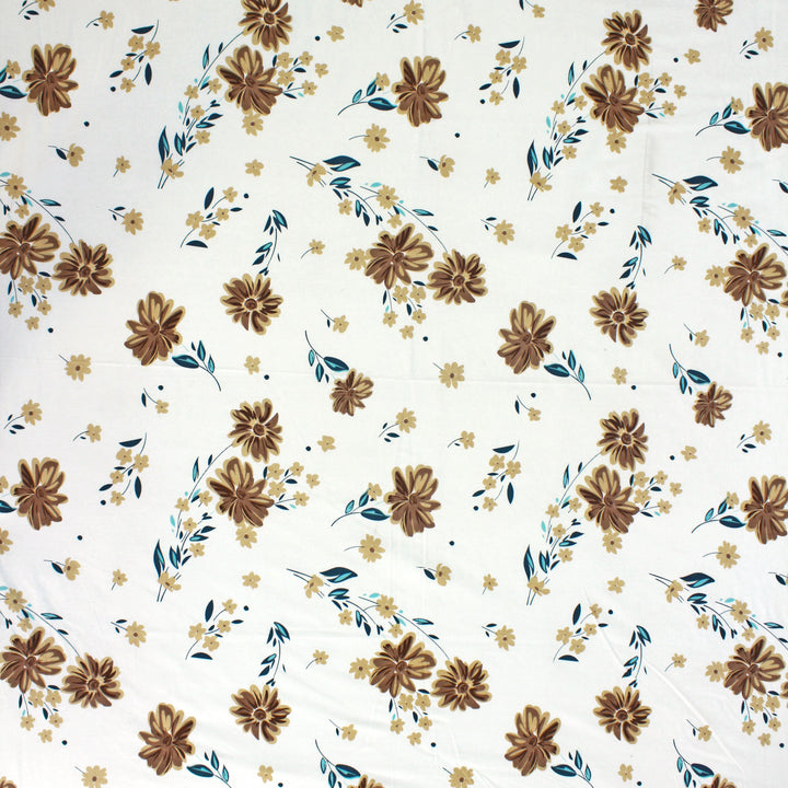 Printed Floral Cotton 144 TC Fitted Bedsheet Design 
