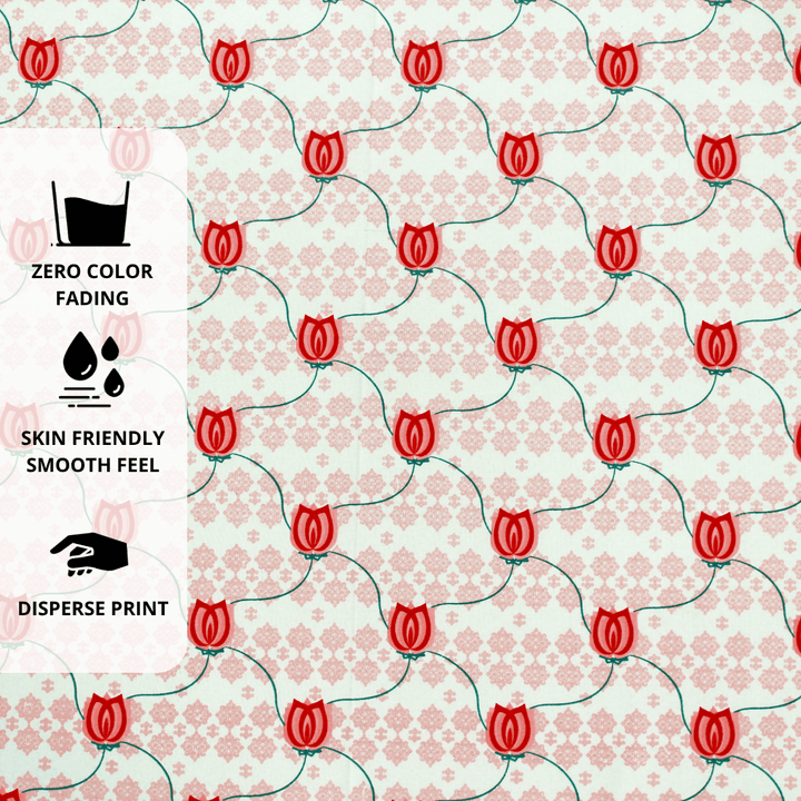 Printed Floral Cotton 144 TC Fitted Bedsheet  Design 