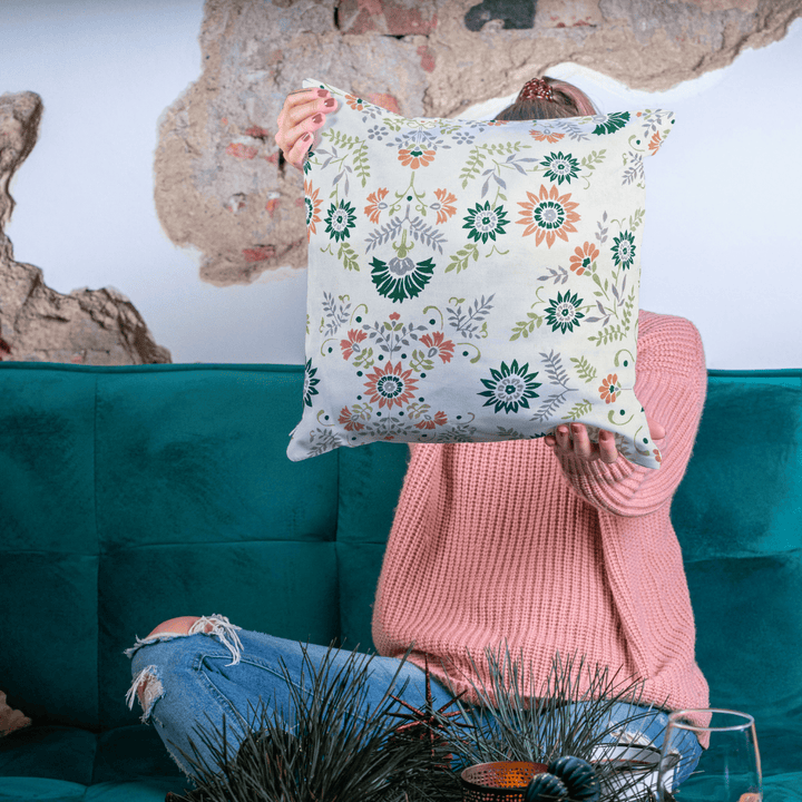 Floral cotton cushion cover