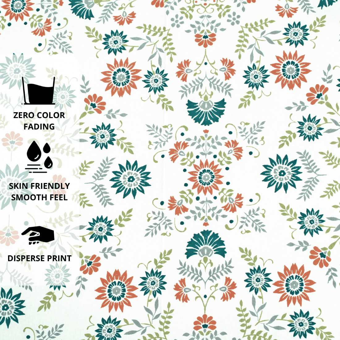 Printed Floral Cotton 144 TC Fitted Bedsheet Design 