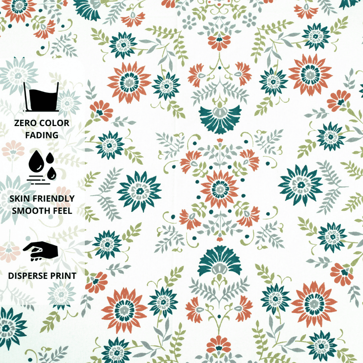 Printed Floral Cotton 144 TC Fitted Bedsheet Design 