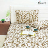 144TC 100% Elastic Fitted Bedsheet  with flower design and 2 pillows, AUARVE BEDSHEET