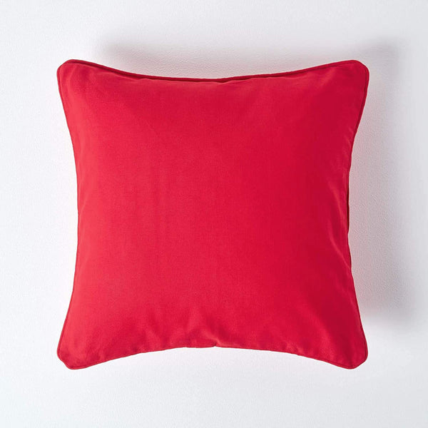 Plain Cotton Decorative Cushion Cover - Red