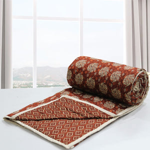 Cozy Elba Motifs Pattern 1 Piece Cotton Reversible Ac In Rust At Best Prices