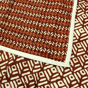 Elba Geometrical Pattern Cotton Reversible Dohar, Rust