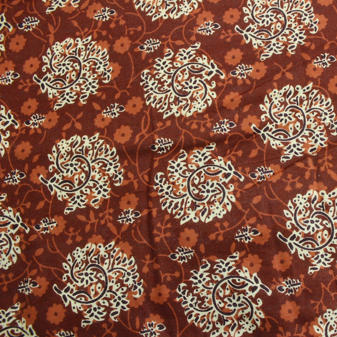 Elba Motifs Pattern Cotton Reversible Dohar, Rust Design 