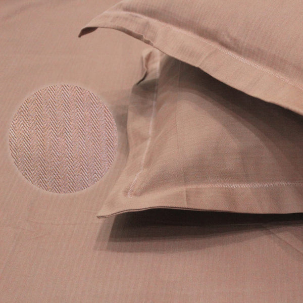 Close-up Mercerized Cotton Textured Weave Cotton Fitted Bedsheet with Pillow Covers - Rust