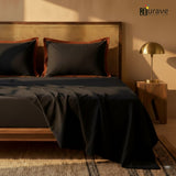 Black Haven 400 TC Cotton Satin Bedsheet with Pillow Covers - Rust