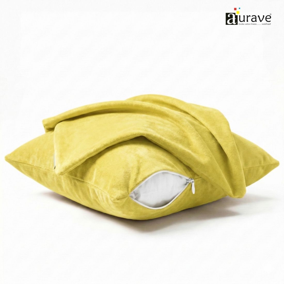 SUEDE Luxurious Microfibre Cushion Cover set - Lemon Yellow