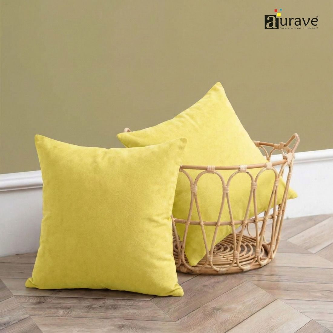 SUEDE Luxurious Microfibre Cushion Cover set - Lemon Yellow