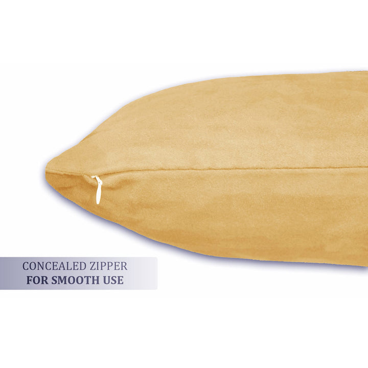 SUEDE Luxurious Microfibre Cushion Cover set - Gold Zipper
