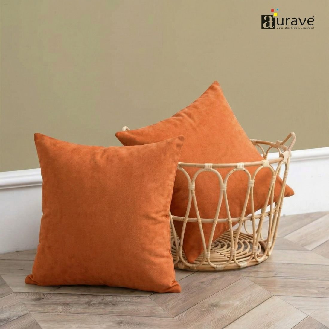 SUEDE Luxurious Microfibre Cushion Cover set - Dark Orange