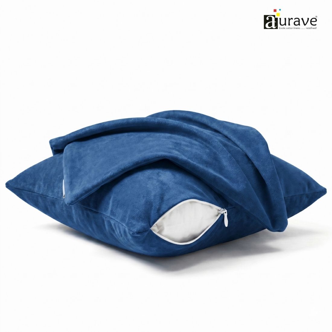 SUEDE Luxurious Microfibre Cushion Cover set - Marine Blue