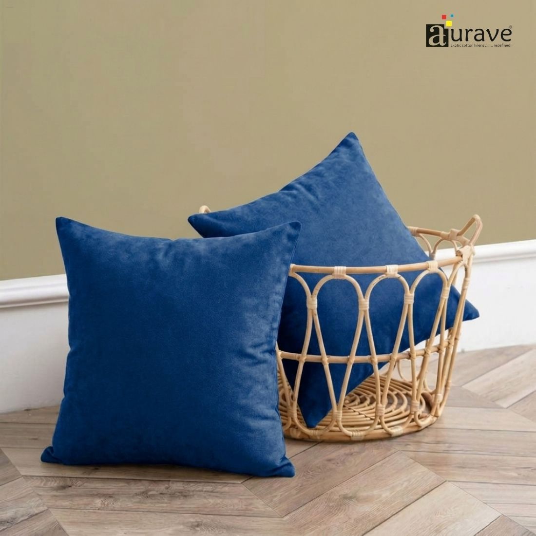 SUEDE Luxurious Microfibre Cushion Cover set - Marine Blue