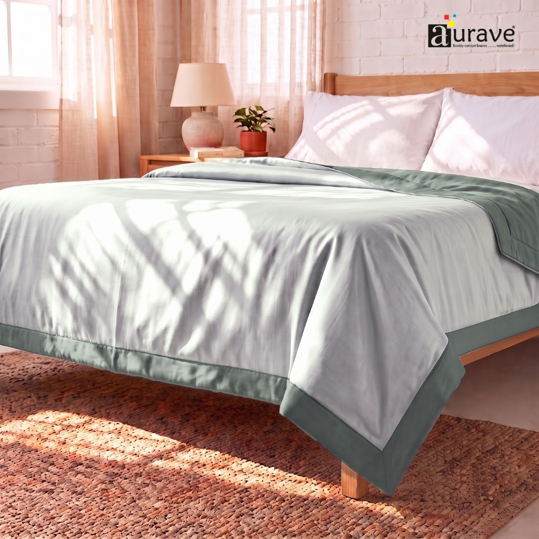 Cotton Satin 400 TC Luxurious Dohar, Silver & Steal Grey