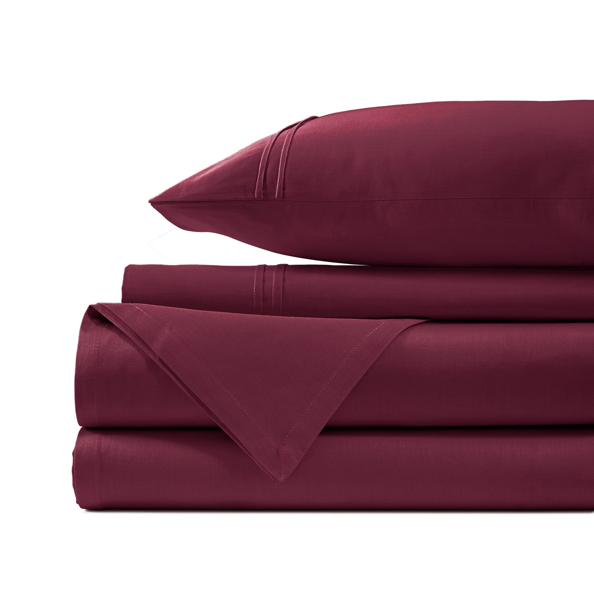 Soft Cotton Plain 400 TC King Size Satin Bedsheet In Burgundy At Best Prices