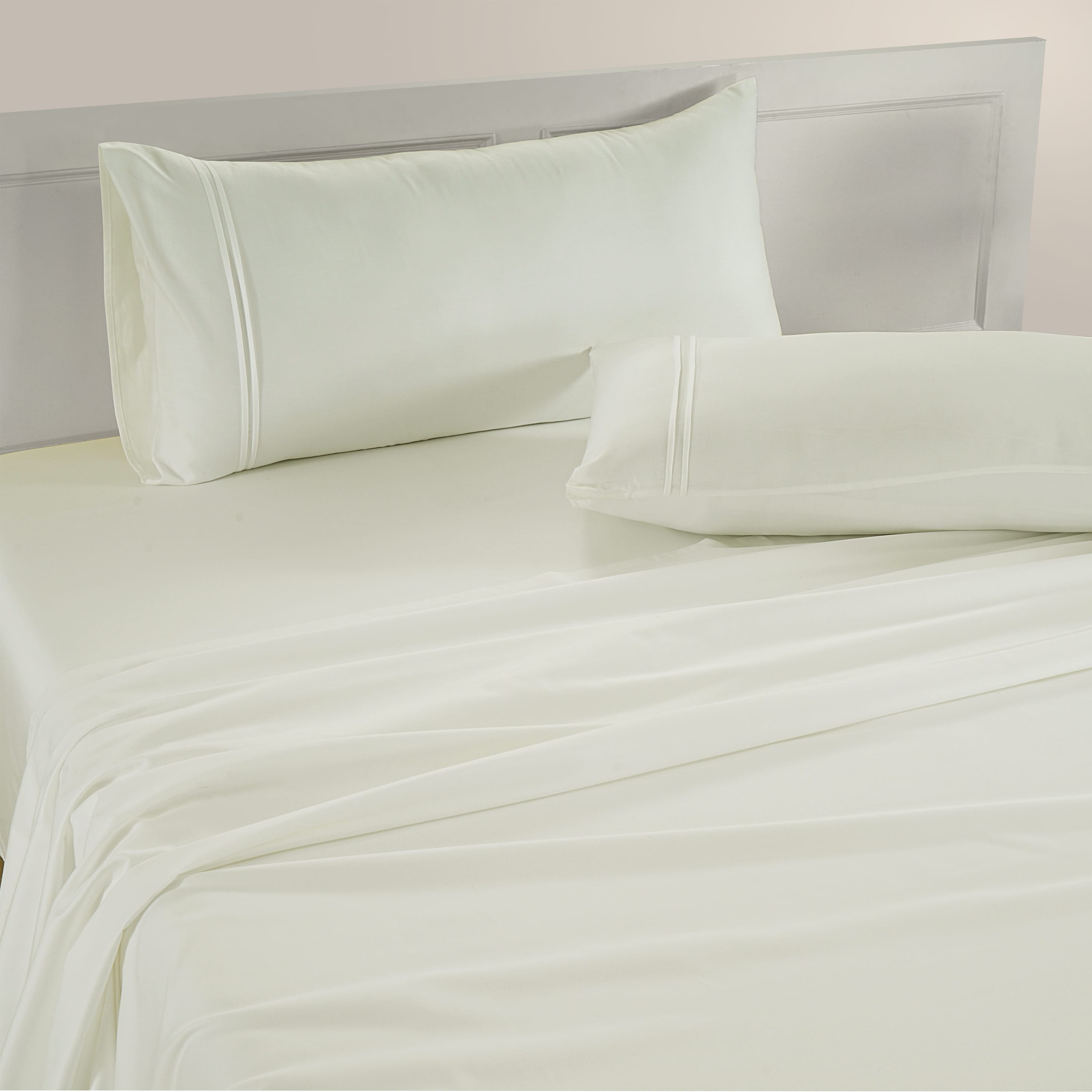 Soft Cotton Plain 400 TC King Size Satin Flat Bedsheet In Cream At Best Prices