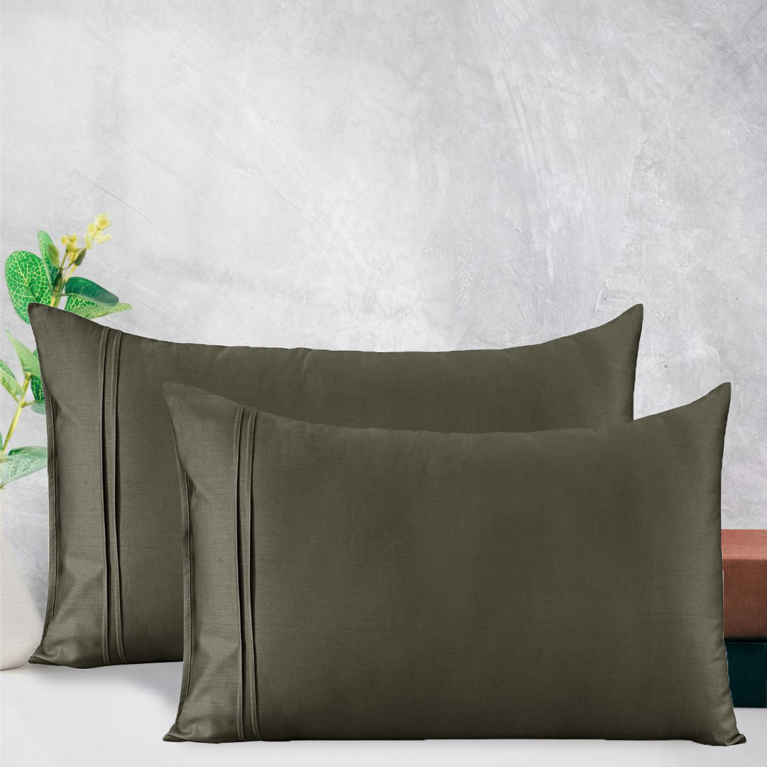 Cotton Satin 400 TC Designer Pillow Covers, Taupe
