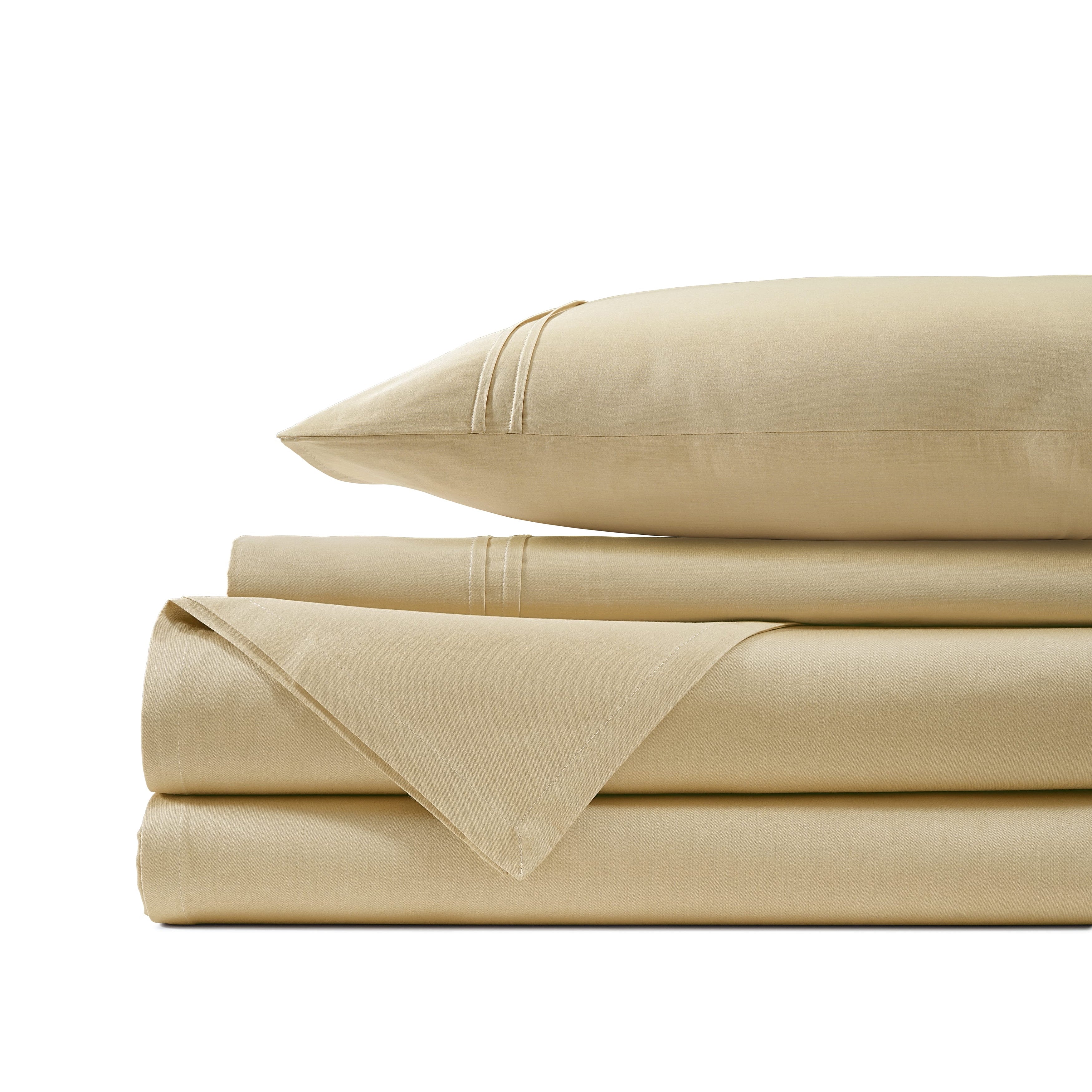 Soft Cotton Plain 210 TC Single Fitted Bedsheet In Beige at Best Prices
