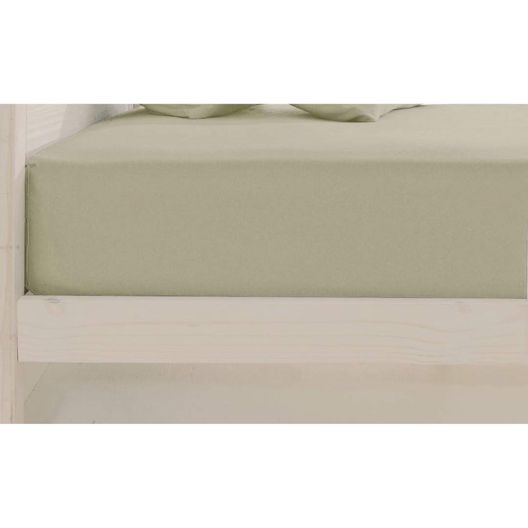 Plain 400 TC Cotton Satin Flat Bedsheet - Khaki