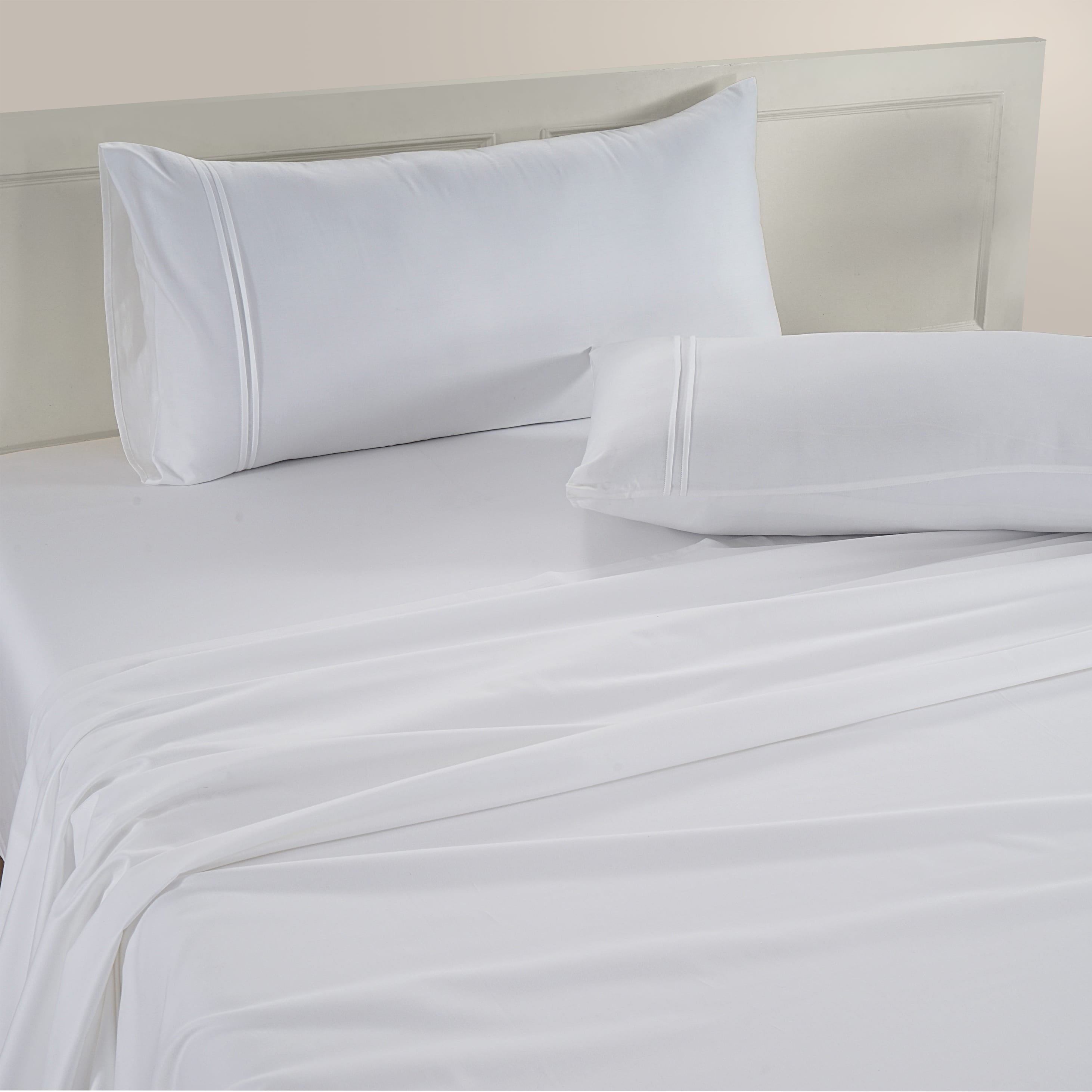 Soft Plain 400 TC Cotton Satin Fitted Bedsheet in White At Best Prices