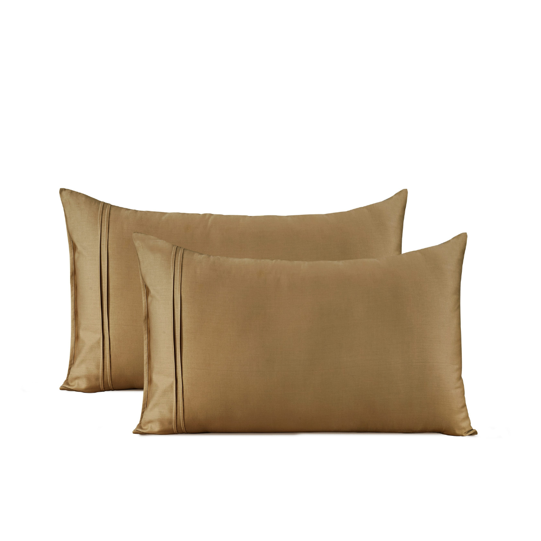 Plain 400 TC Cotton Satin Pillow Covers - Camel Brown