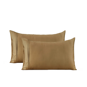 Plain 400 TC Cotton Satin Pillow Covers - Camel Brown