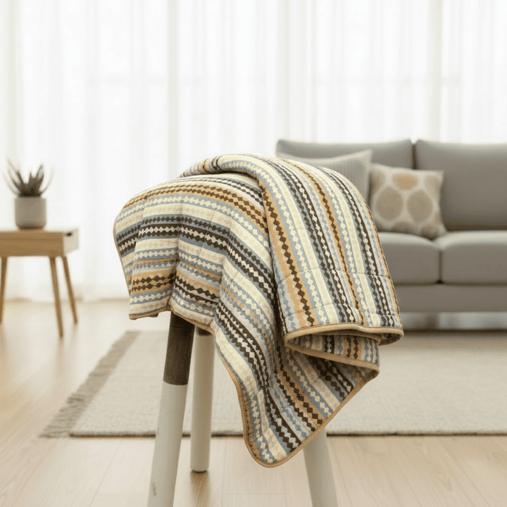 Elegant Microfibre Dohar for Festive Gifting | Wavy Stripe Brown