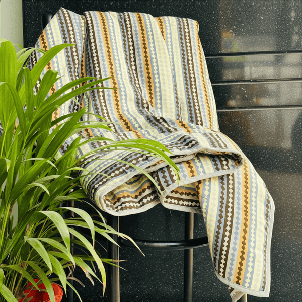 Elegant Microfibre Dohar for Festive Gifting | Wavy Stripe Brown