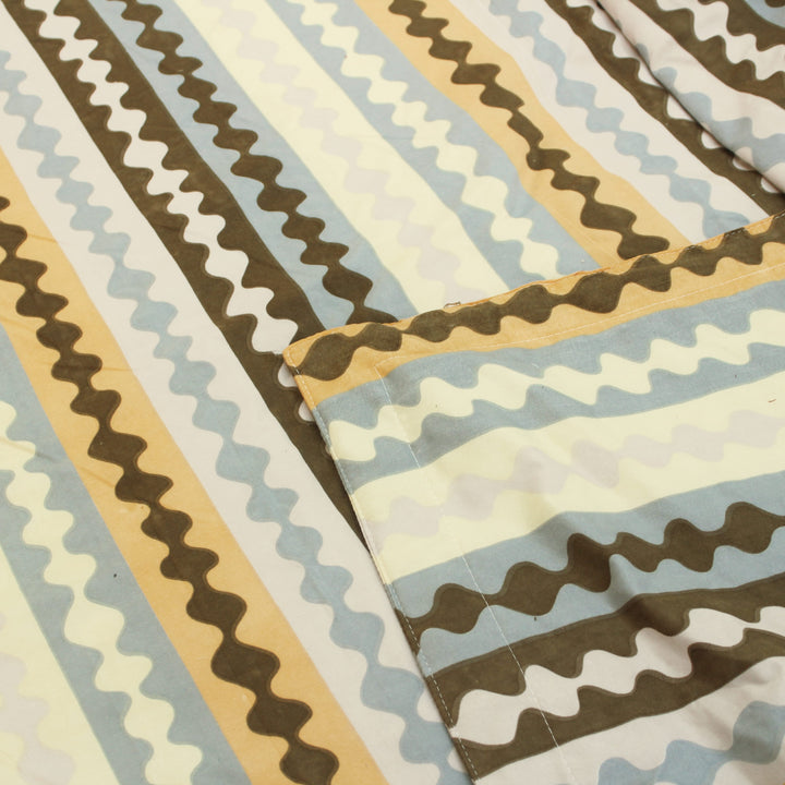 Close-up of Elegant Microfibre Dohar for Festive Gifting | Wavy Stripe Brown