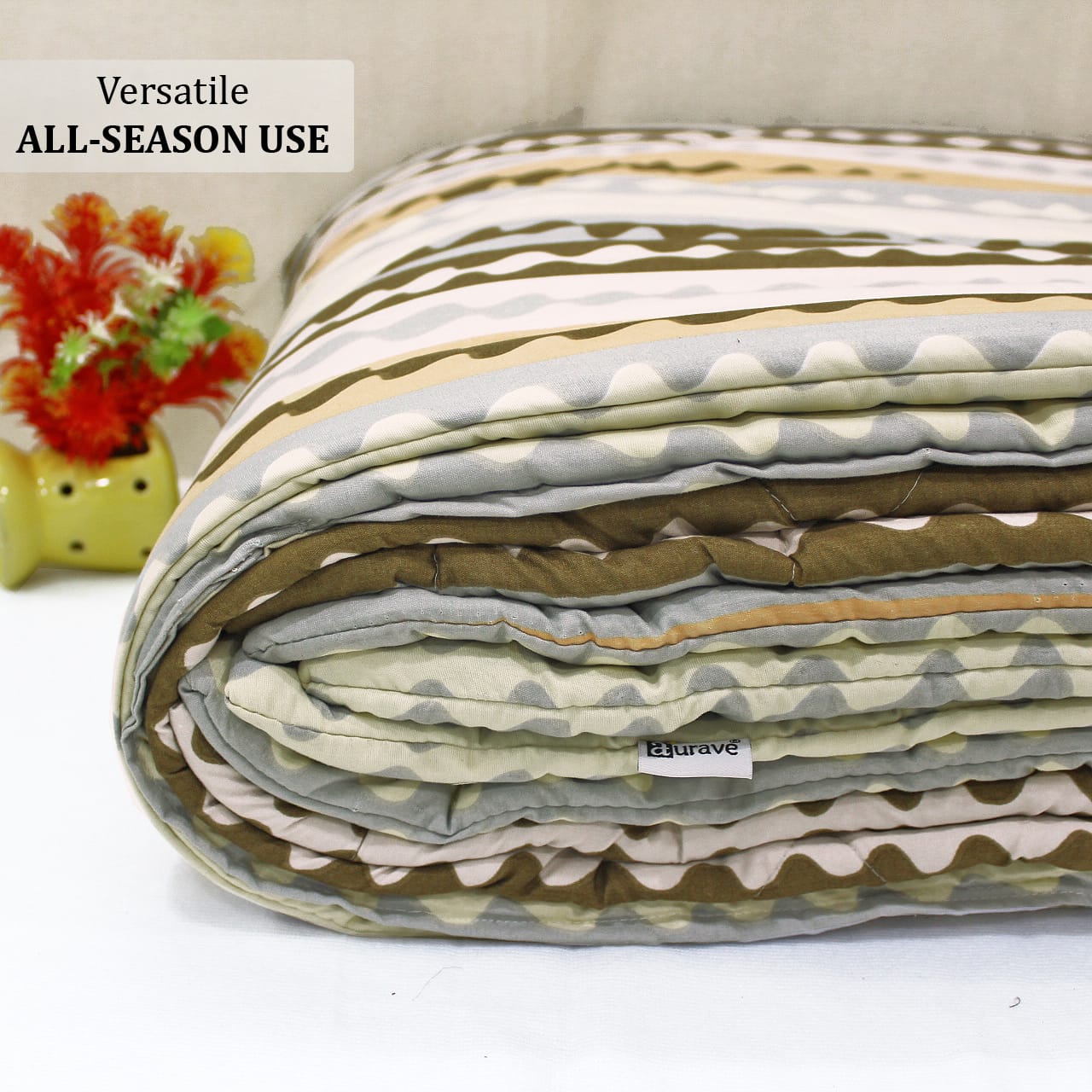 All Season Reversible Microfiber Comforter/Quilt (150 GSM) -Brown