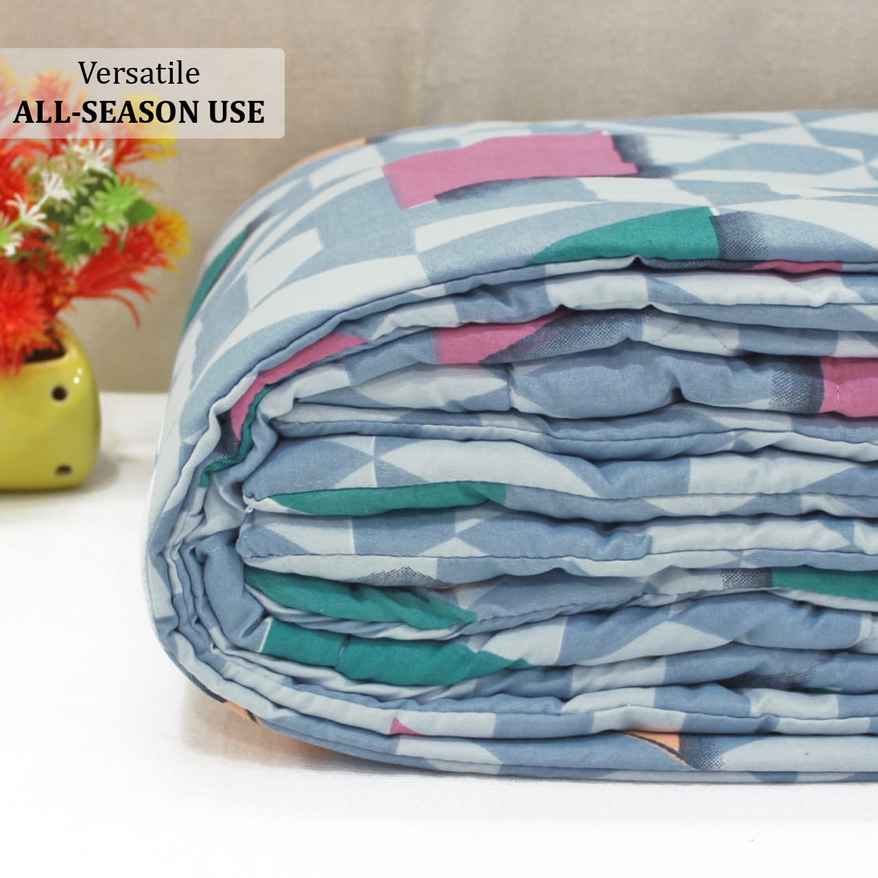 All Season Reversible Microfiber Comforter/Quilt (150 GSM) -Blue