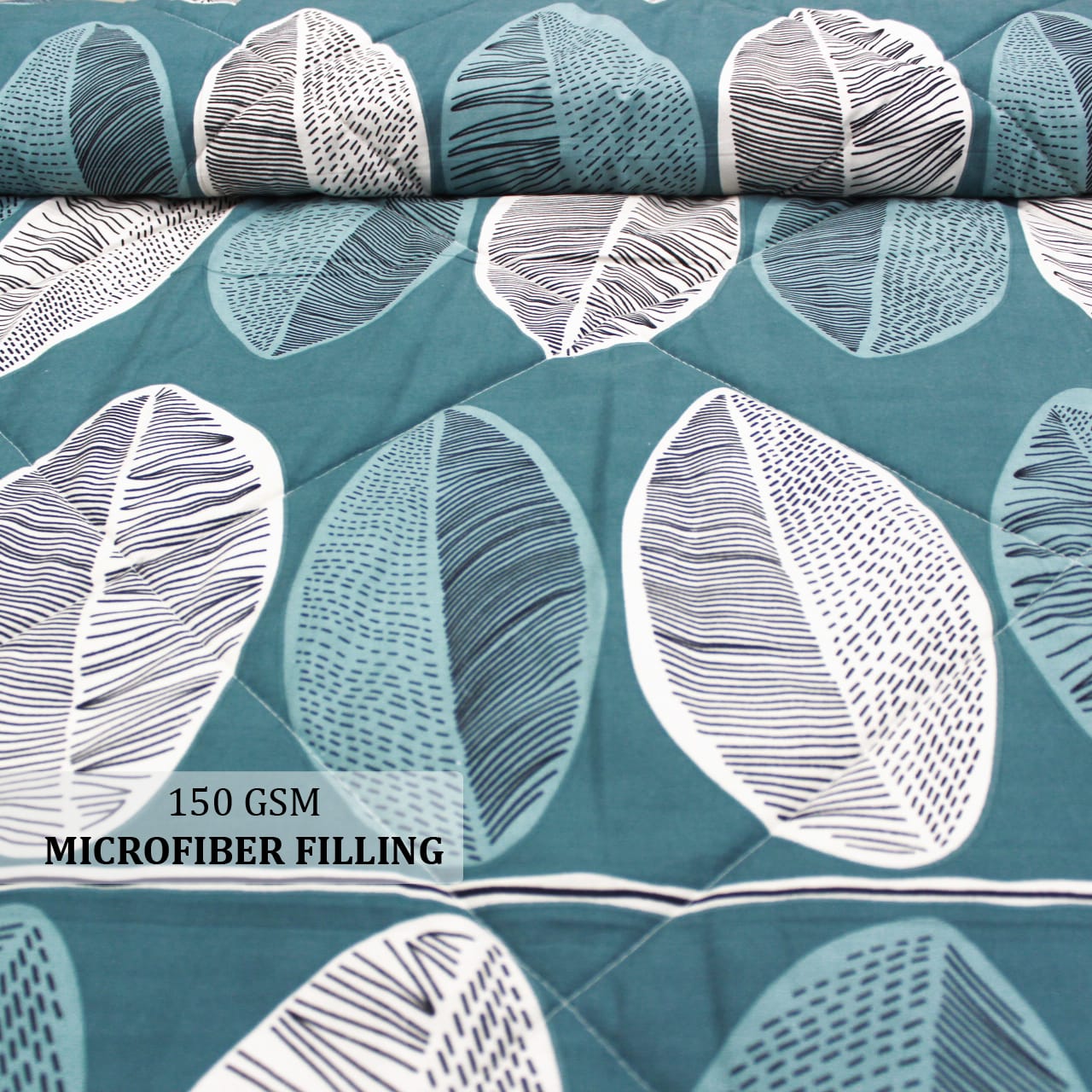 All Season Reversible Microfiber Comforter/Quilt (150 GSM) -Teal