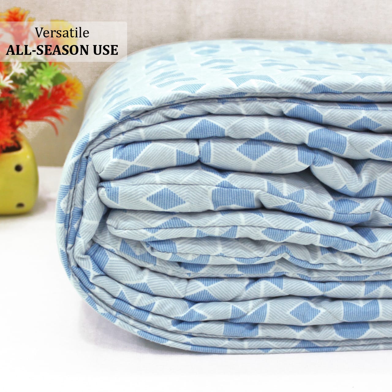 All Season Reversible Microfiber Comforter/Quilt (150 GSM) -Blue