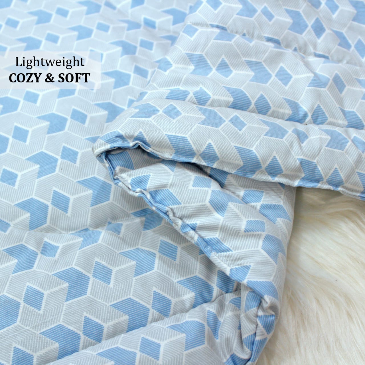 All Season Reversible Microfiber Comforter/Quilt (150 GSM) -Blue
