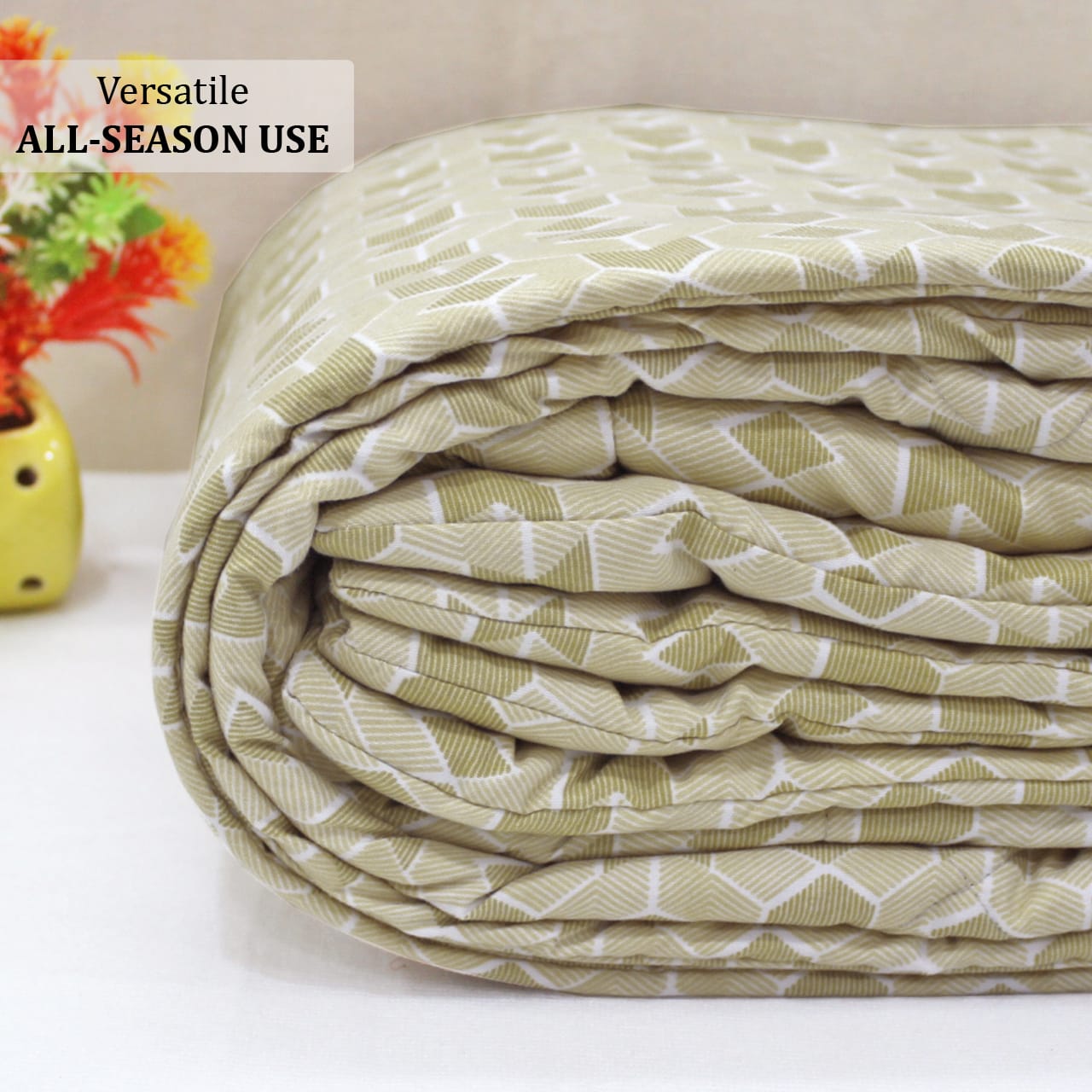 All Season Reversible Microfiber Comforter/Quilt (150 GSM) -Beige