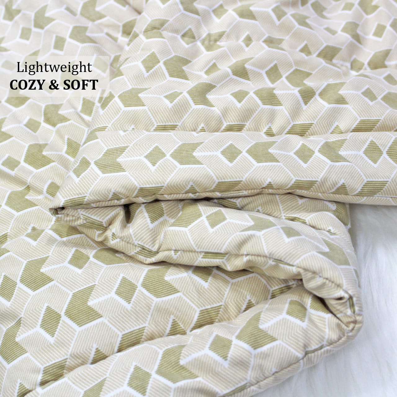 All Season Reversible Microfiber Comforter/Quilt (150 GSM) -Beige