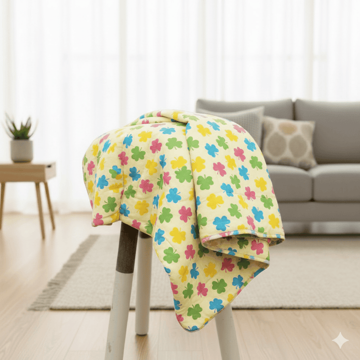 Elegant Microfibre Dohar | Rainbow Clovers Multicolor