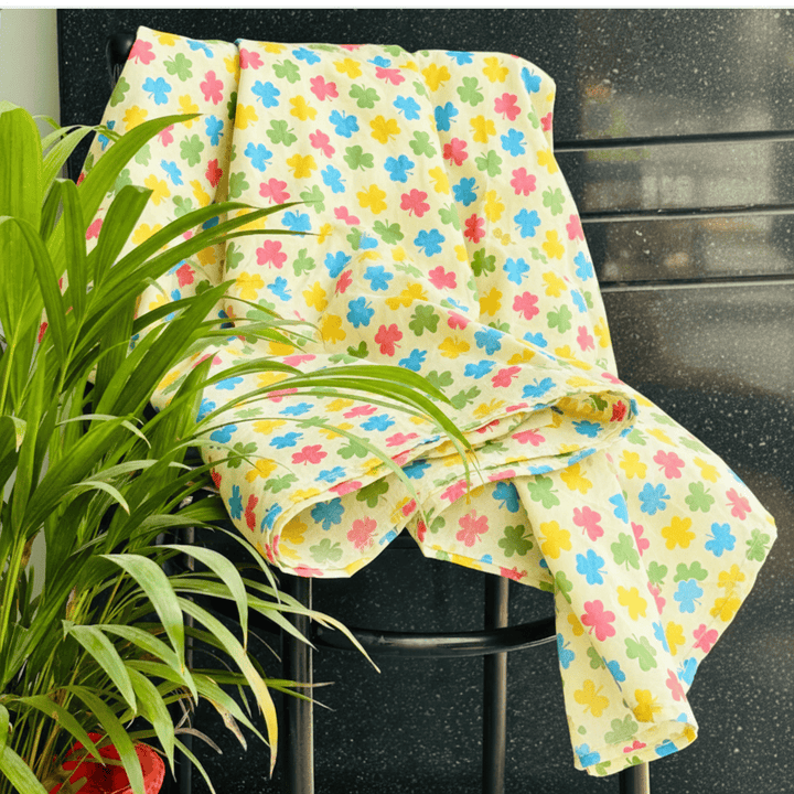 Elegant Microfibre Dohar | Rainbow Clovers Multicolor